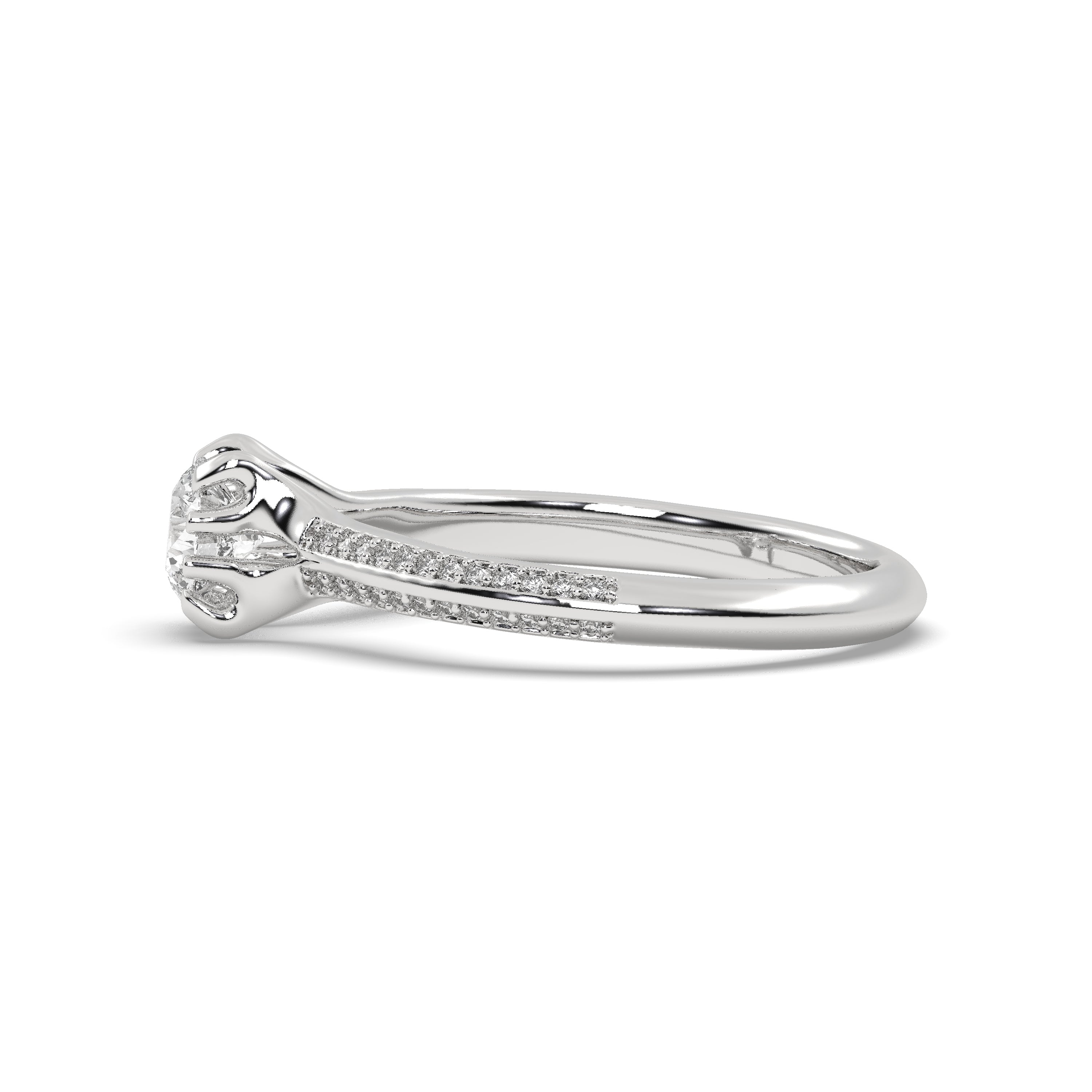 White Gold Studded 0.85 Carat Lab Grown Diamond Ring-E Color VVS2 Clarity.